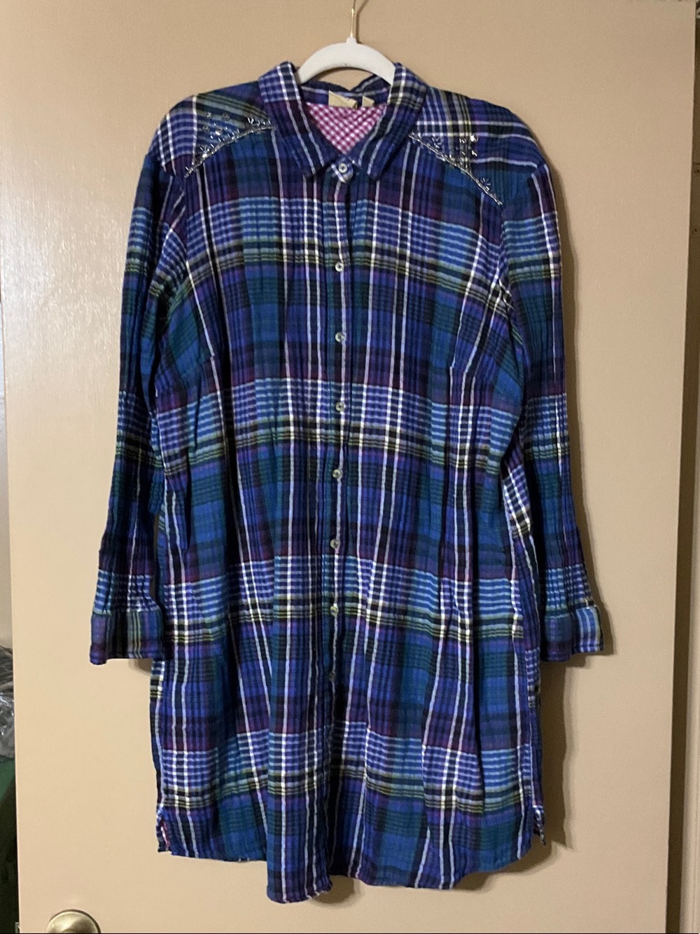 True Craft Blue & Purple Plaid Long Tunic/ Dress
